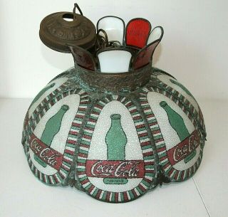 Vintage Coca - Cola Hanging Stained Glass Ceiling Light,  Bar/pool Table,  Bottles