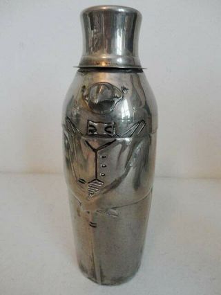 Vtg.  Towle 9.  5 " Silver Plated Penguin Cocktail Martini Shaker,  Detail