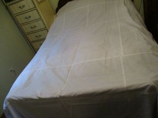 Stamped Linen Queen Size Bedspread Ready For Embroidery - 99 " X 99 "