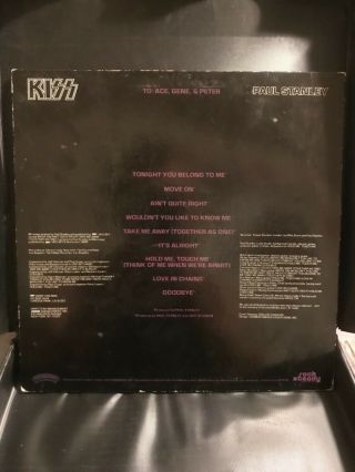 KISS - Paul Stanley Solo LP Vinyl Casablanca NBLP 7123 Poster Sterling 2