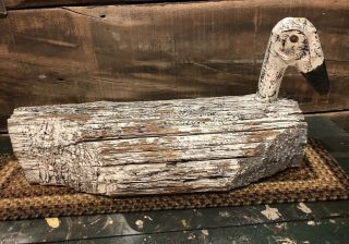 Primitive Hand Carved Wooden Canadian Goose Decoy Rustic Cabin Farm Barn Decor