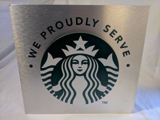 Starbucks “we Proudly Serve” Cafe Store Aluminum Sign 17 In X 16 In Coffee