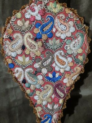 Antique Ladies Hand Embroidered Bellows (medieval Inspired ?) Small 11.  5 Inches