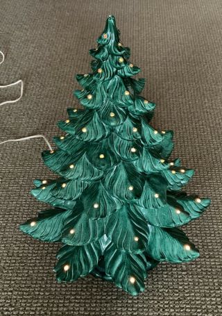 Vintage Atlantic Mold Ceramic Light Up Christmas Tree 22 Inches Tall