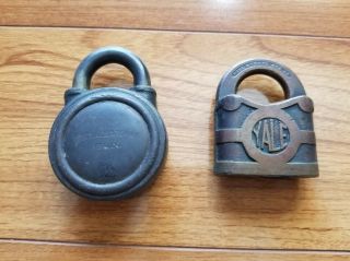 2 Vintage Yale & Towne Padlock Old Antique Locks Made In Usa