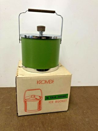 Vintage Green Ice Bucket Kromex Nos Box Mid Century Modern Chrome