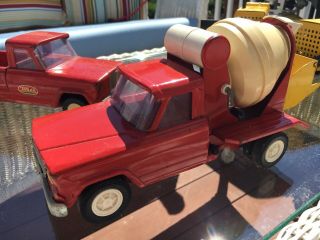 2 Vintage 1960s Tonka Jeep Trucks - Cement Mixer And Pick Up Truck