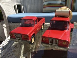 2 Vintage 1960s Tonka Jeep Trucks - Cement Mixer And Pick Up Truck 2