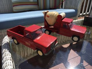 2 Vintage 1960s Tonka Jeep Trucks - Cement Mixer And Pick Up Truck 3