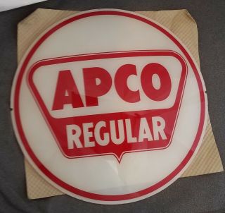 Apco Regular Gas Pump Globe Lens Nos Glass 13.  5 "