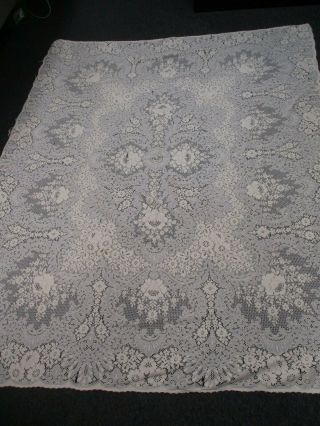 Vintage Cotton Quaker Lace Tablecloth 64 " X 80 " Needs Minor Tlc