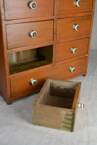 ANTIQUE AMERICAN SPICE BOX CABINET WOODEN PRIMITIVE CHEST 9 DRAWERS APOTHECARY 2