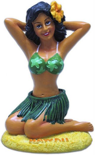 Hawaiian Dashboard Hula Girl Vintage Pin Up Mini Doll Hawaii Aloha Islands Nib