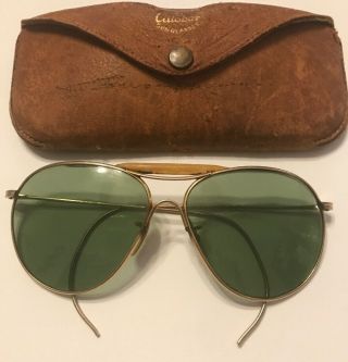 1940’s American Optical Fulvue Aviator Sunglasses 12k Gf Calobar Vintage