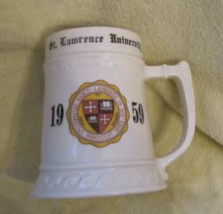 Vintage 1959 " Dan " St.  Lawrence University Saints Off White 6 " Beer Mug Stein