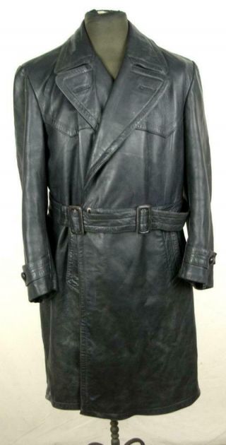 Ww2 Wwii German Army Luftwaffe Officer Leather Field Coat Greatcoat Prym Striwa