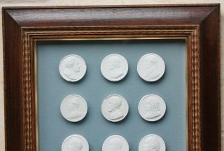 Framed set of 12 Mid 19th Century Grand Tour plaster intaglios in period frame 2