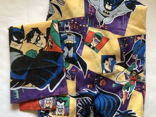 Vintage 1995 Batman Robin Joker Twin Sheet Set Fitted And Pillowcase Dc Comics
