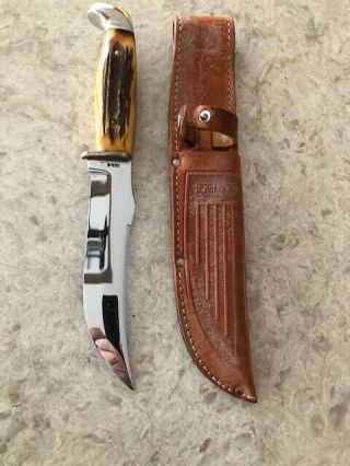 Vintage Case Xx Fixed Blade Hunting Knife 523 - 6 With Sheath 5,  ",  Antler/brass.