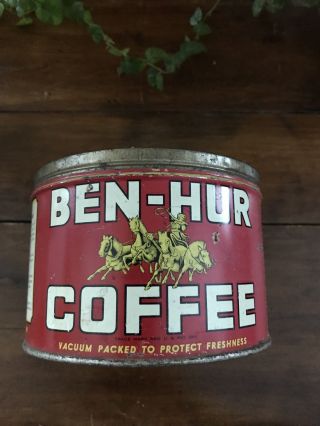 Vintage,  Ben Hur Coffee Tin,  Red,  Ben - Hur 3