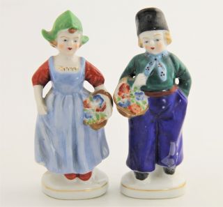5 " Vintage Made In Japan Mij Hand Painted Dutch Couple Figurine Pair Set
