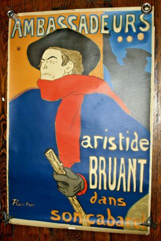 Vintage 1951 Henri De Toulouse - Lautrec Print Aristide Bruant Dans Son Cabaret