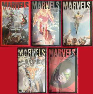 Marvels 0 1 2 3 4.  Complete 1994 Alex Ross Set.  1 - 4 Acetate Covers.