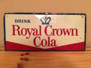 1950s Drink Royal Crown Cola Self - Framed Embossed Tin Sign