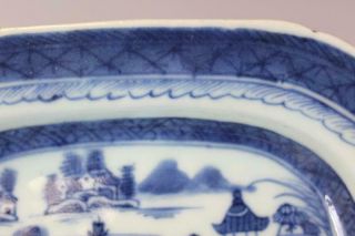 RARE MINIATURE 19TH C CANTON CHINESE PORCELAIN PLATTER IN BLUE ORIENTAL DESIGN 3