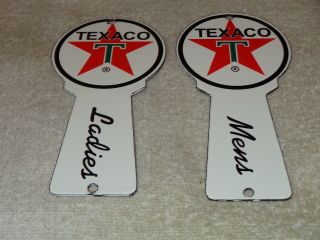 Vintage Texaco Mens Ladies Restroom Key 6 " Porcelain Metal Bathroom Gas Oil Sign