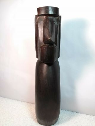 Incredible Easter Island Wood Carved Moai Head Sculpture,  Statue Oceanic