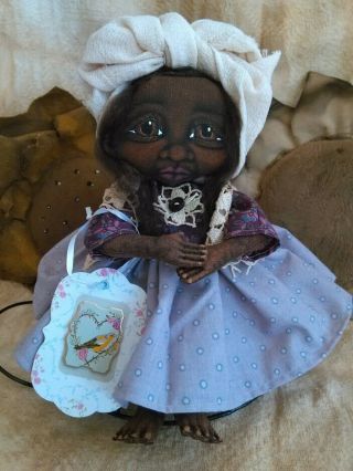 Primitive Black Folk Art Doll 10 Inches Ooak
