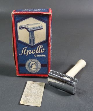 Wwii German Army Apollo Shaving Razor Safety Blade D.  R.  G.  M Shaver W/original Box