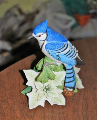 Lenox Porcelain Bird Figurine - 1998 Christmas Blue Jay -
