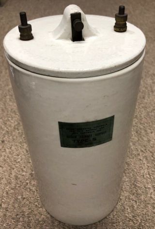 Vintage 1890 Edison Porcelain Battery Complete W/ Paper Label,  Nos,