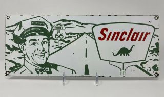 Vintage Sinclair Gasoline Porcelain Sign Gas Station Pump Plate Route 66 Dino