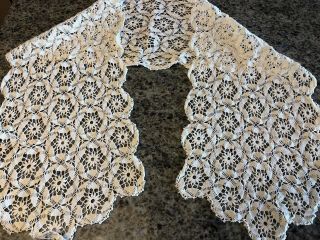 Vintage Hand Crochet Lace Ivory Table Runner 12” X 56” Extra Long