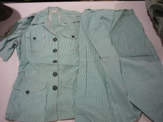 Wwii Woman Marine/usmc Peppermint Green Searsucker Cotton Coat/skirt