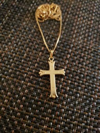 Vintage 14k Gold Religious Cross Necklace And Pendant Estate Find