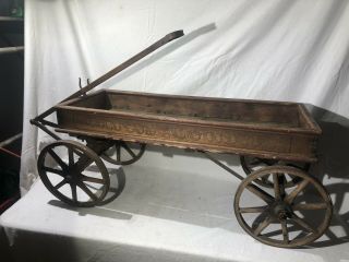 Antique Paris Coaster Wagon Metal & Wood Wagon