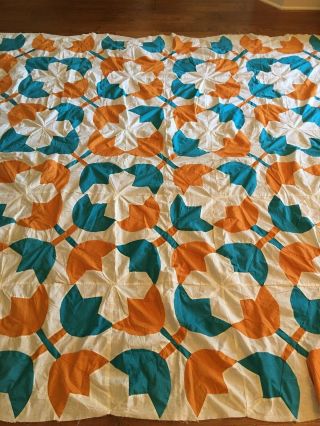 Vintage Quilt Top & Colorful Tulip Hand - Pieced BIG 2