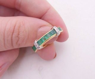 18ct Gold Emerald Diamond Ring,  Heavy Art Deco Design