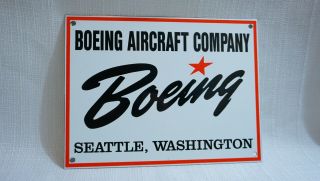 Vintage Boeing Porcelain Sign Gas Motor Oil Station Aviation Airplane Seattle
