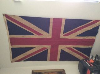 Ww2 Era British Wool Us Printed Union Jack Flag 34x58 Inches
