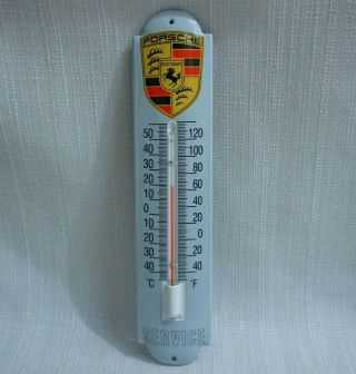 Vintage Porsche Porcelain Sign Gas Motor Oil Station Pump Thermometer Service