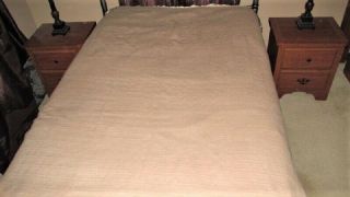 VTG 87X90 TAUPE THERMAL ACRYLIC WAFFLE WEAVE BLANKET WITH SATIN BINDING 2