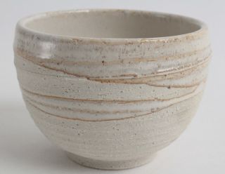Mino Ware Japanese Pottery Large Bowl Matte White Brown Stripe (matcha/rice)