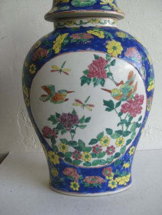 Fine Old Chinese Porcelain Enameled Painted Lidded Vase Jar BIG Foo Dog SIGNED 3