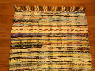 VTG MULTICOLORED HAND LOOMED COTTON RAG RUG FARM HOUSE COUNTRY PRIMIIVE 25 X 60 2