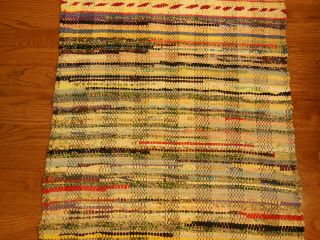 VTG MULTICOLORED HAND LOOMED COTTON RAG RUG FARM HOUSE COUNTRY PRIMIIVE 25 X 60 3